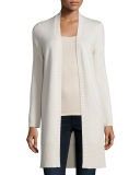 Long Rib-Trimmed Open-Front Cashmere Cardigan