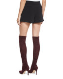Hanne Stretch-Crepe Shorts, Caviar