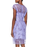 Short-Sleeve Floral Burnout Sheath Dress