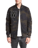 Batt Camo-Print Sports Bomber Jacket, Asfalt/Carbon Ao