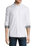 Dobby Slim-Fit Sport Shirt, White