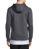 Zip-Up Hoodie with Moto Panels, Gunmetal