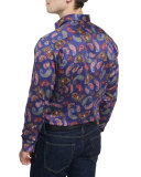 Multi Paisley-Print Long-Sleeve Sport Shirt, Blue Multi
