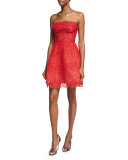 Strapless Lace Party Dress, Red