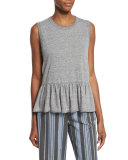 The Sleeveless Ruffle-Hem Tee, Heather Gray