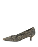 Poco Glitter Kitten-Heel Pump, Python Nocturnal