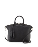 Thea Medium Slouchy Leather Satchel Bag, Black