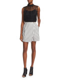 Striped Woven Skort, Black/White
