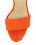 Tondala Suede Ankle-Wrap Sandal, Orange
