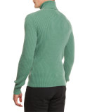 Ribbed Turtleneck Sweater, Green
