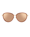 Rounded Cat-Eye Two-Tone Sunglasses, Rose Gold