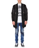 Oversized Jacket W/Allover Zip Details, Black