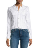 Robyn Button-Front Denim Jacket, True White