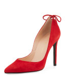 Peekabow Suede Pointed-Toe Pump