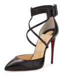 Suzanna Leather Crisscross Red Sole Pump, Black