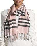 Giant Check Cashmere Scarf, Rose