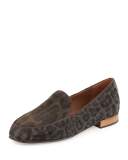 Elana Leopard Glitter Loafer, Bronze/Dark Brown