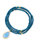Ambrosia Three-Wrap Bracelet, Blue