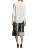 contrast-stitch silk shirt, french cream