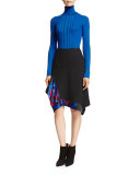 Ribbed Jersey Turtleneck Top, Blue