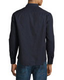 Tonal Rectangle Sport Shirt, Navy Blue