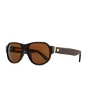 Sunglasses with Crocodile Arms, Brown 