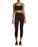 Paneled High-Rise Cropped Leggings, Raisin