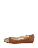 Waine Metal Mesh-Toe Ballerina Flat, Canyon/Gold