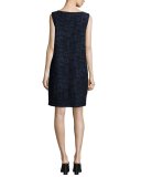 Sleeveless Crosshatch Shift Dress, Midnight