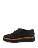 Tanner Suede Platform Oxford, Black