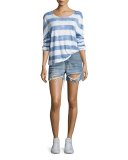 Distressed Boyfriend Shorts, Rye