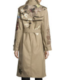 Kimono Embroidered Trenchcoat, Beige
