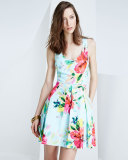 Floral-Print Fit-&-Flare Dress, Multi Colors