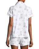 Short-Sleeve Print Shortie Pajama Set, Winter
