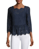 Koda Lace 3/4-Sleeve Peplum Top