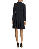 Stretch-Wool Flutter Skirt, Midnight