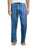 Satin-Striped Pajama Pants, Blue