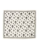 Men's Skull-Print Chiffon Scarf, Ivory/Black