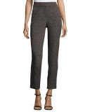 Emma Pin-Dot Cropped Pants, Caviar/Bianco