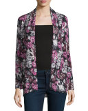 Floral Orlag Open Cashmere Cardigan, Red Multi