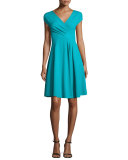 Milano Jersey V-Neck Dress, Azure