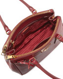 Saffiano Lux Small Double-Zip Tote Bag, Wine (Cerise)