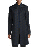 Geometric Drop-Shoulder Topper, Navy/Multi