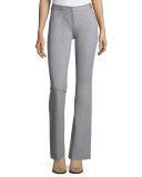 Flat-Front Flared Pants, Heather Gray