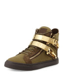 Men's Military Canvas High-Top Sneaker, Olive