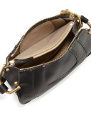 Hayley Small Leather Hobo Bag, Black