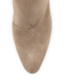 Diaz Suede Wrap Low-Heel Bootie, Taupe