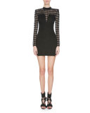Harlequin-Print Illusion Dress, Black