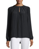 Marina Twist-Neck Top, Black