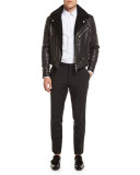 Wool-Mohair Tuxedo Trousers, Black
